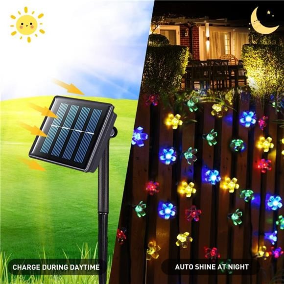 2 Pack Solar Flower String Lights, Total 100LED Solar String Lights Outdoor - Picture 6 of 8